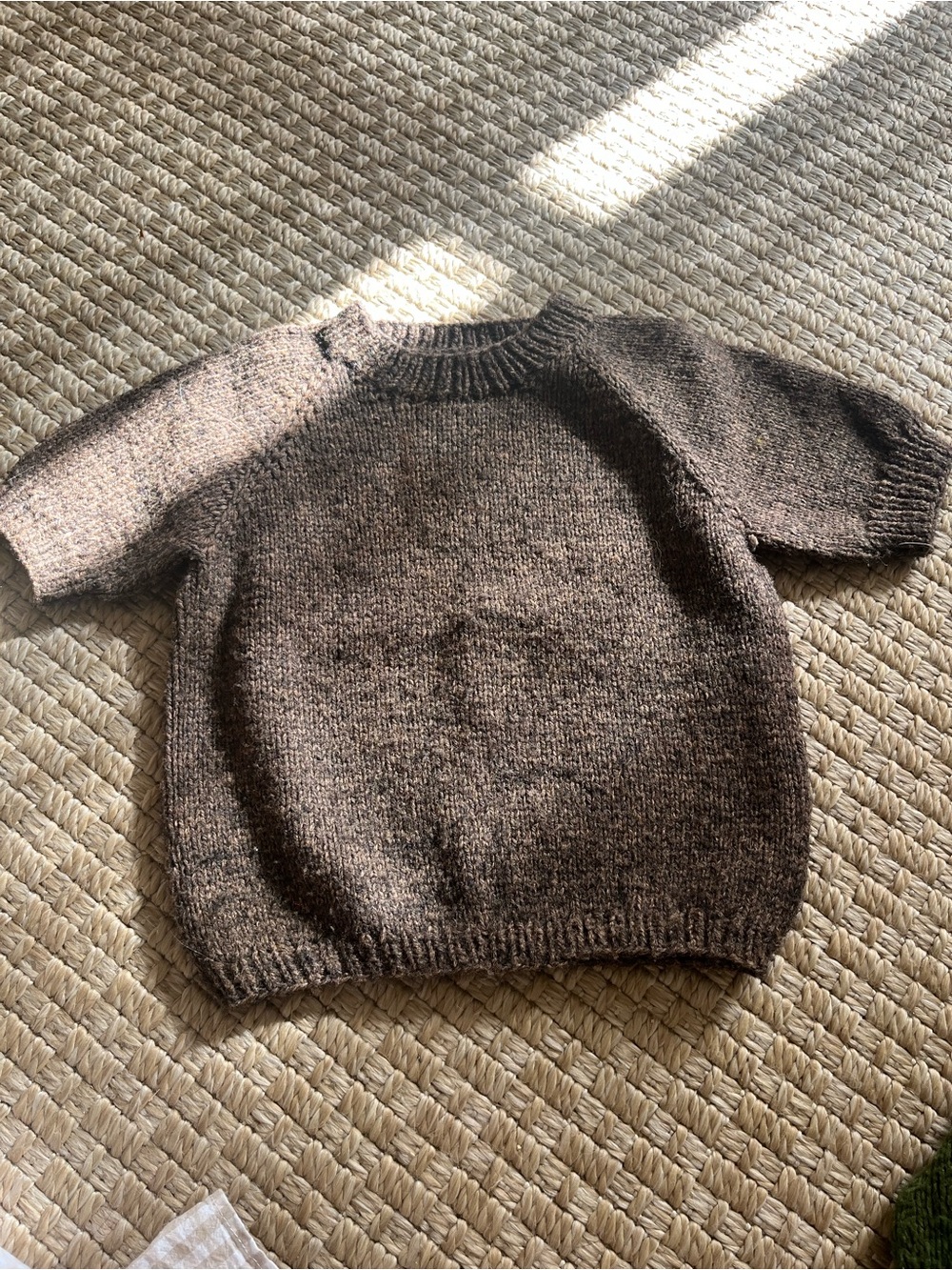 Kids Short-Sleeve Crewneck Sweater in Brown